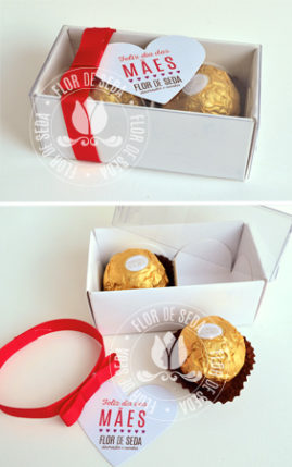 Lembrança Dia das Mães -  Caixa com 2 bombons Ferrero Rocher e tag personalizada