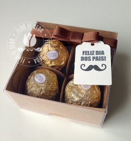 Lembrança Dia dos Pais Caixa com 4 bombons Ferrero Rocher