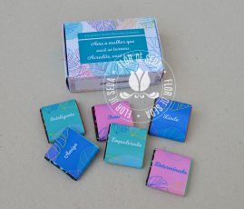 Lembrança dia Internacional da Mulher-Caixa com 6 tabletes de chocolate com cinta Personalizada