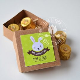 Lembranças para Páscoa-Caixa Kraft personalizada com 4 chocolates Alpino