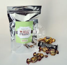 Lembranças para Páscoa-Embalagem Metalizada Personalizada com chocolates, bombons e balas 
