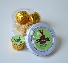 Lembranças para Páscoa-Lata personalizada com 4 chocolates Alpino