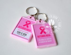 Outubro Rosa - Chaveiro de plástico Colorido personalizado