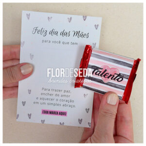 Cartão com chocolate Talento personalizado dia das mães