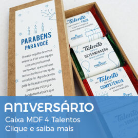 Aniversário Funcionário - Caixa MDF 4 Talentos Personalizada