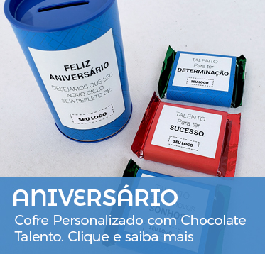 Aniversário Funcionário Cofre Personalizado com Chocolate Talento.