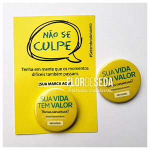 Brinde Setembro Amarelo Cartão com botton personalizados